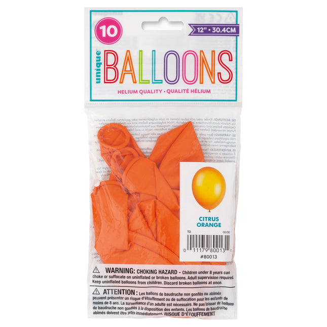 12" Globos de Látex Premium, 10ct - Naranja Cítrica