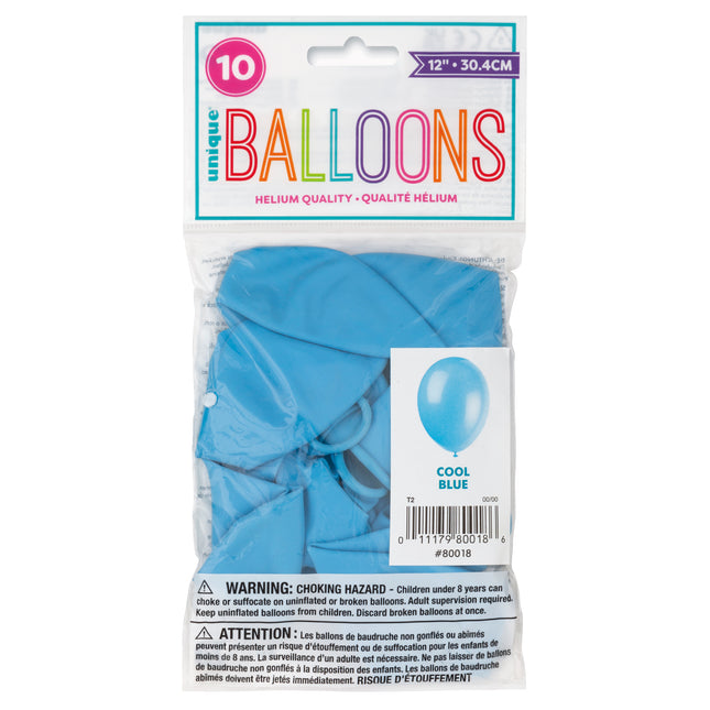 12" Globos de Látex Premium, 10ct - Azul Frío