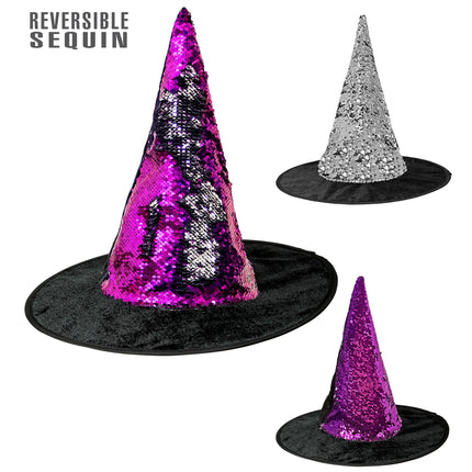 Sombrero de Bruja Negro Morado Reversible