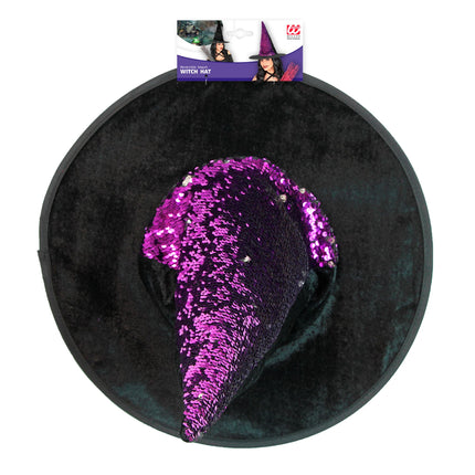 Sombrero de Bruja Negro Morado Reversible