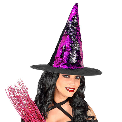 Sombrero de Bruja Negro Morado Reversible