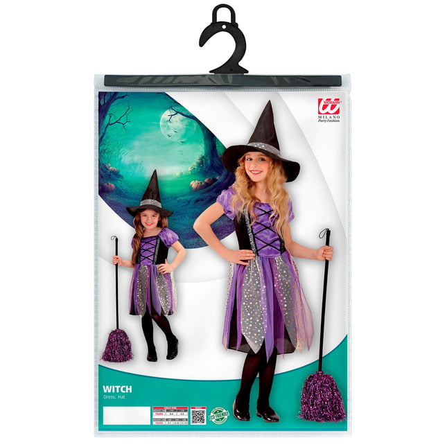 Disfraz de Bruja Negra Morada Niña