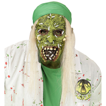 Máscara Halloween Zombi Verde Con Pelo
