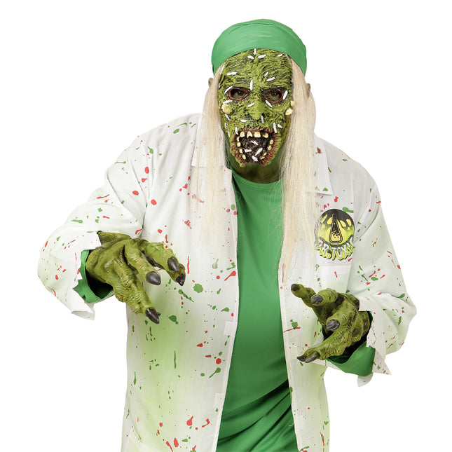 Máscara Halloween Zombi Verde Con Pelo