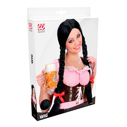 Peluca Oktoberfest Trenzas Negras