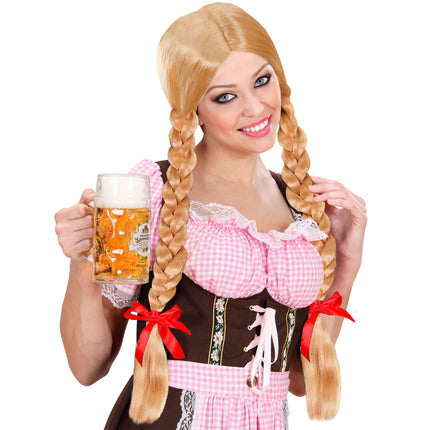 Peluca Oktoberfest Trenzas Rubias