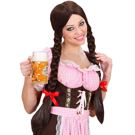 Peluca Oktoberfest Trenzas Marrones