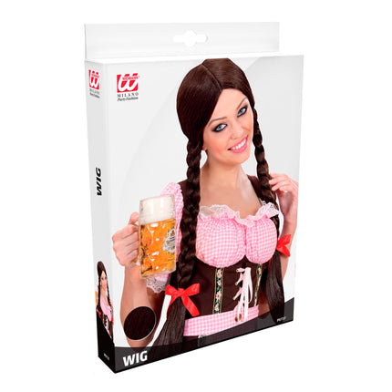 Peluca Oktoberfest Trenzas Marrones