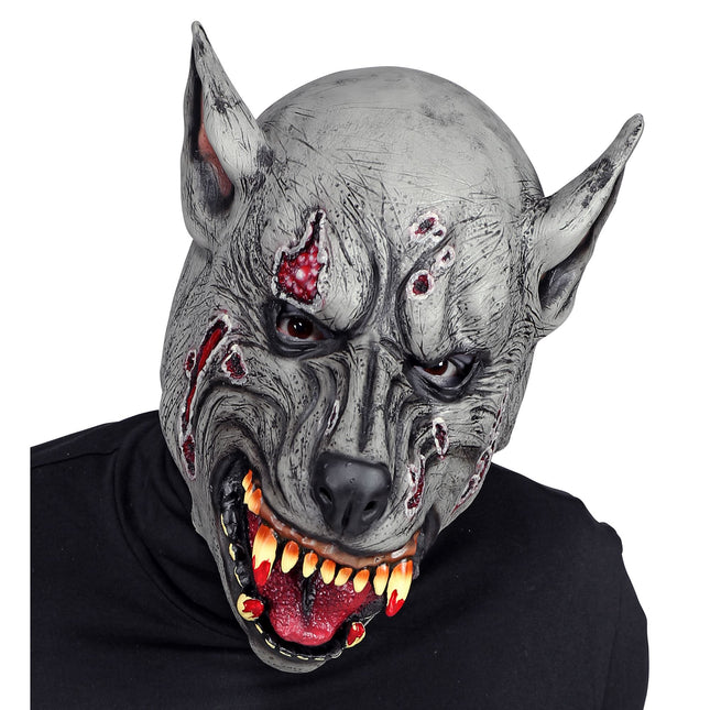 Máscara Halloween Terror Hombre Lobo Gris