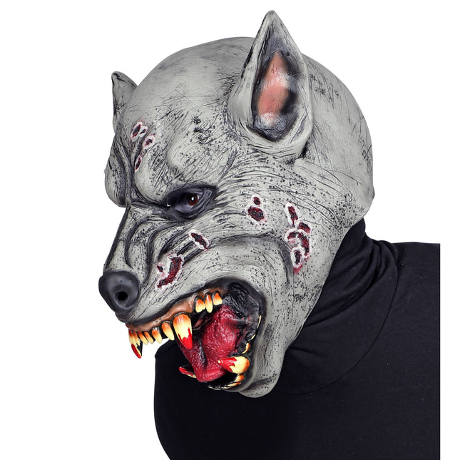 Máscara Halloween Terror Hombre Lobo Gris