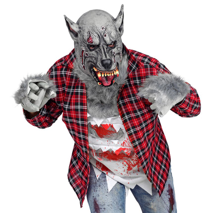 Máscara Halloween Terror Hombre Lobo Gris
