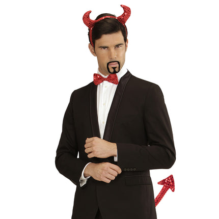 Set Accesorio Rojo Diablo Lentejuelas