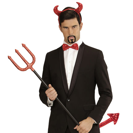 Set Accesorio Rojo Diablo Lentejuelas