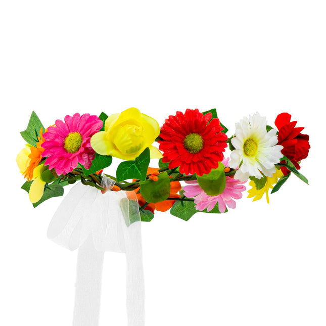 CORONA DE FLORES CON LAZO