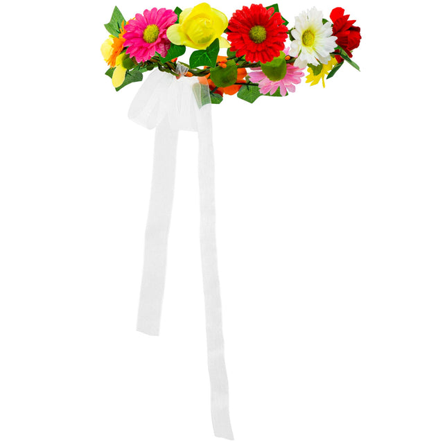 CORONA DE FLORES CON LAZO
