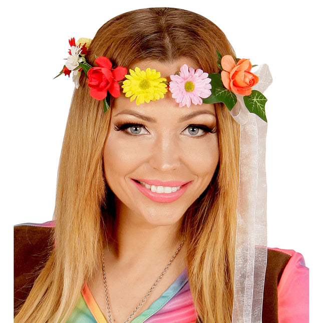 CORONA DE FLORES CON LAZO