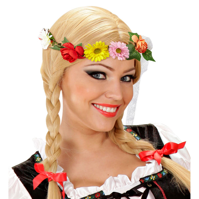 CORONA DE FLORES CON LAZO