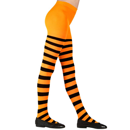 Pantys Negro Naranja Niño Rayas