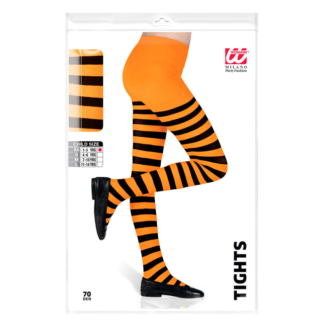 Pantys Negro Naranja Niño Rayas