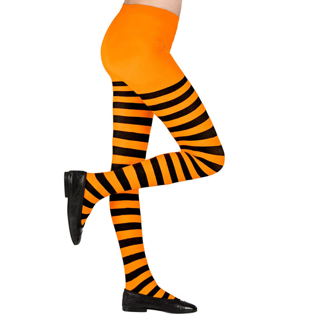 Pantys Negro Naranja Niño Rayas