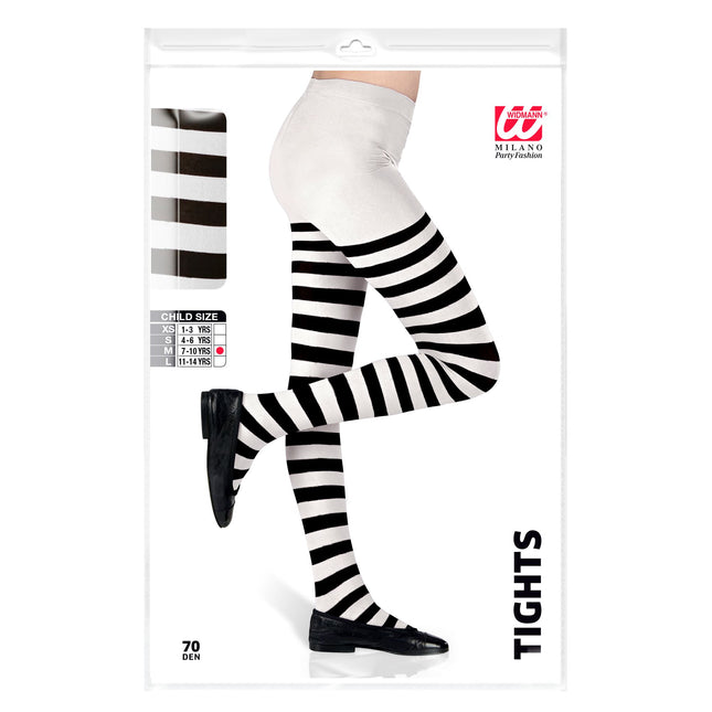 Pantys Negro Blanco Niño Rayas