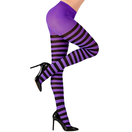 Leotardos Halloween Negro Morado Rayas
