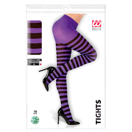 Leotardos Halloween Negro Morado Rayas