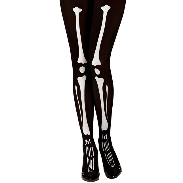 Mallas Halloween Negro Blanco Esqueleto