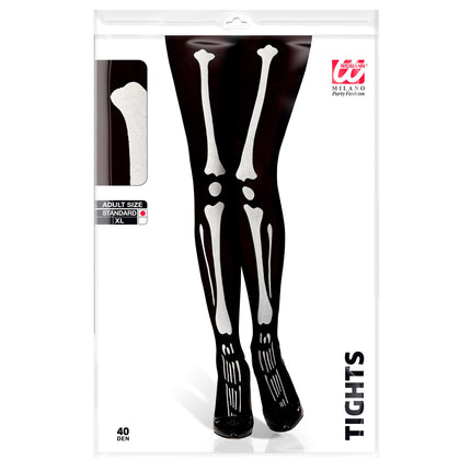 Mallas Halloween Negro Blanco Esqueleto