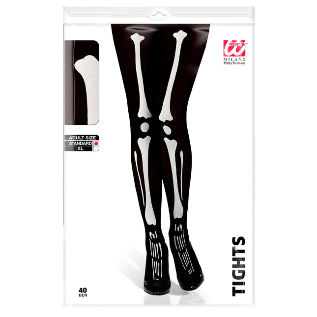 Mallas Halloween Negro Blanco Esqueleto