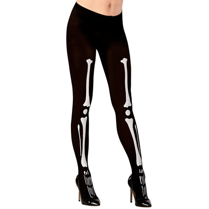 Mallas Halloween Negro Blanco Esqueleto