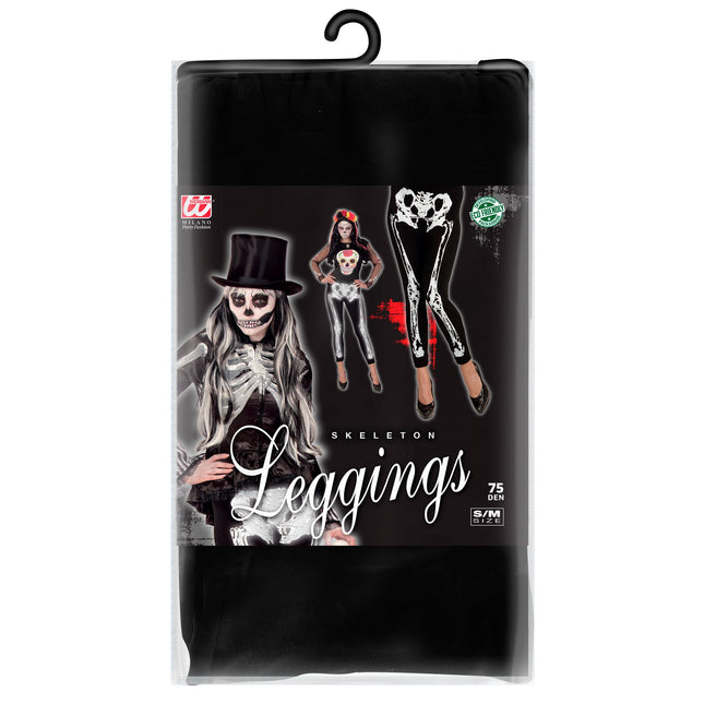 Legging Halloween Negro Blanco Esqueleto