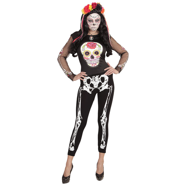 Legging Halloween Negro Blanco Esqueleto