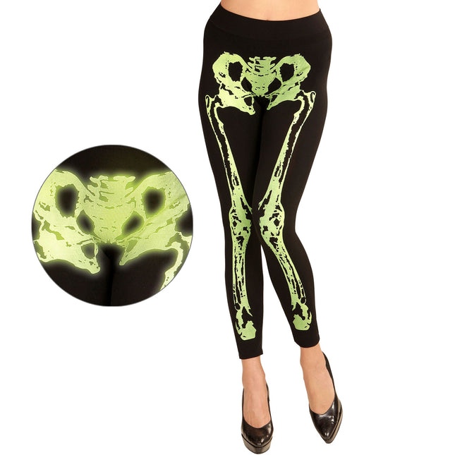 Legging Halloween Verde Neón Esqueleto