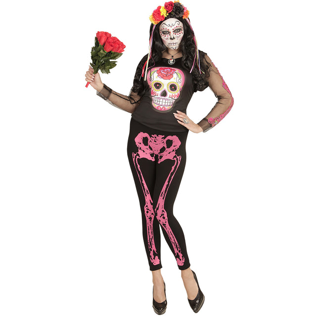 Legging Halloween Esqueleto Rosa