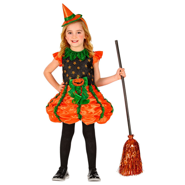 Vestido Halloween Niña Calabaza Bruja
