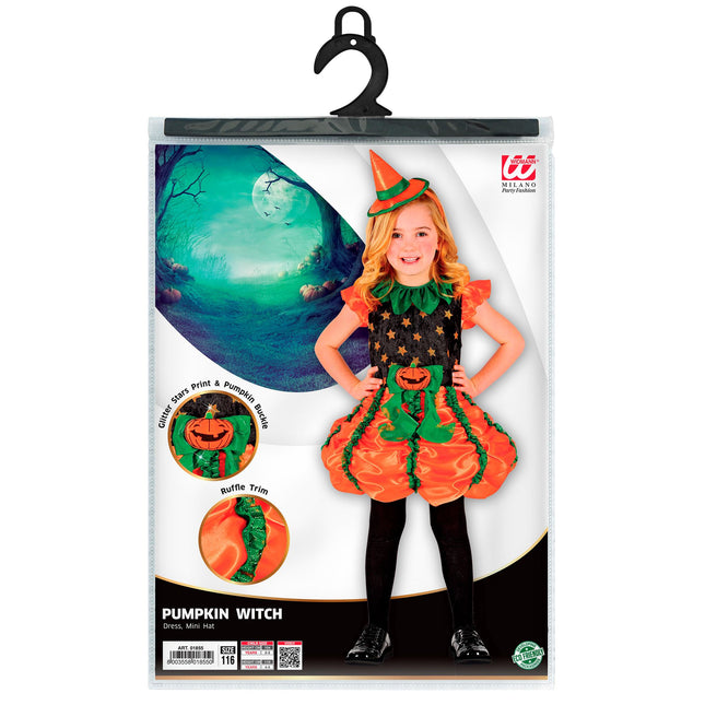 Vestido Halloween Niña Calabaza Bruja