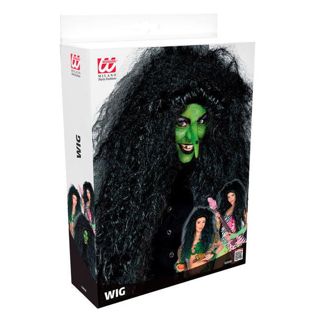 Peluca Halloween Negra Señoras Bruja