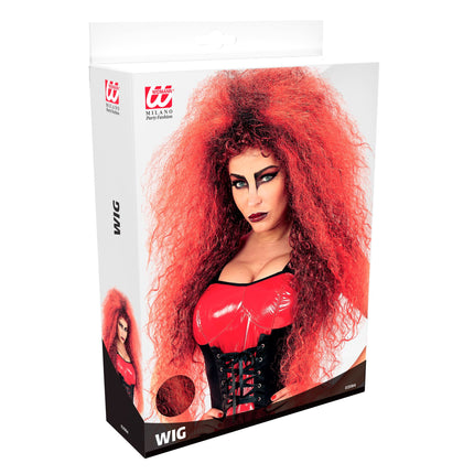 Peluca de Halloween Diablo Salvaje Rojo