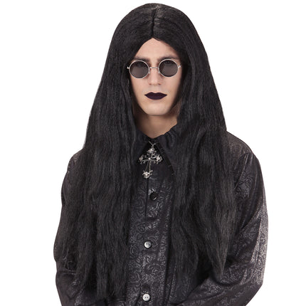 Peluca Halloween Negra Pelo Largo Vampiro