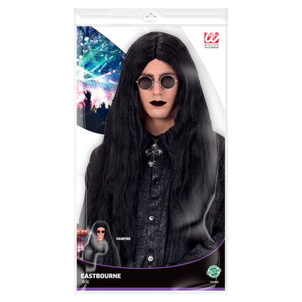 Peluca Halloween Negra Pelo Largo Vampiro