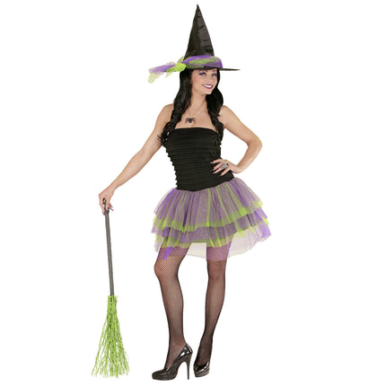 Vestido Halloween Morado Verde Señoras Esqueleto