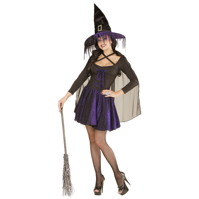 Vestido Halloween Negro Morado Bruja