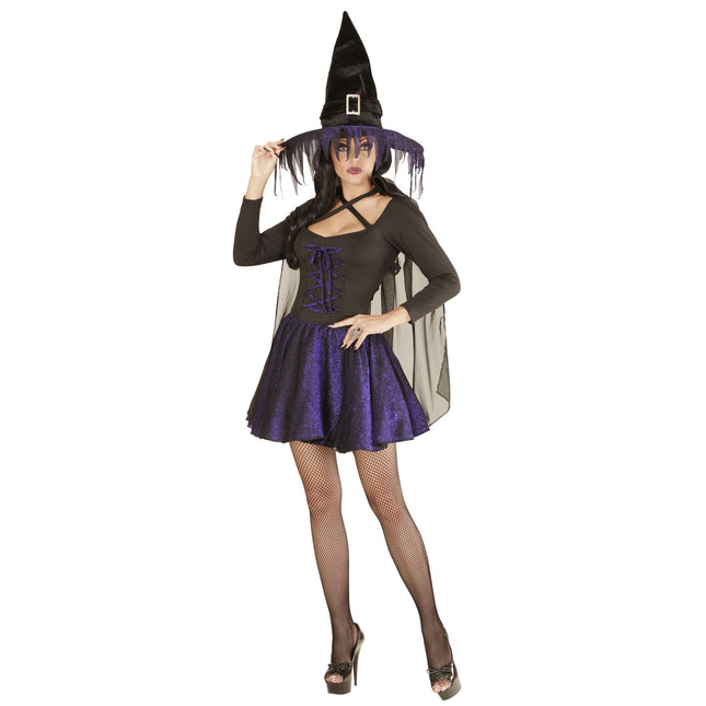 Vestido Halloween Negro Morado Bruja