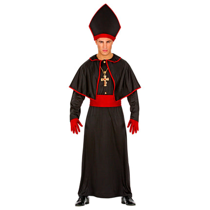 Disfraz de Obispo Negro Rojo 4 piezas