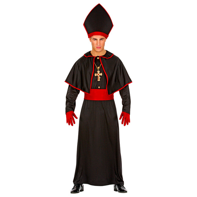Disfraz de Obispo Negro Rojo 4 piezas