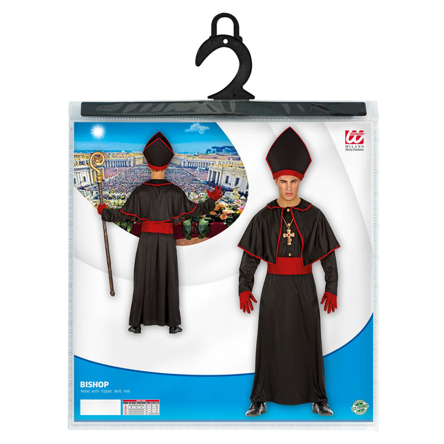 Disfraz de Obispo Negro Rojo 4 piezas