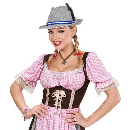 Sombrero Oktoberfest Tiroler Gris Con Edelweiss