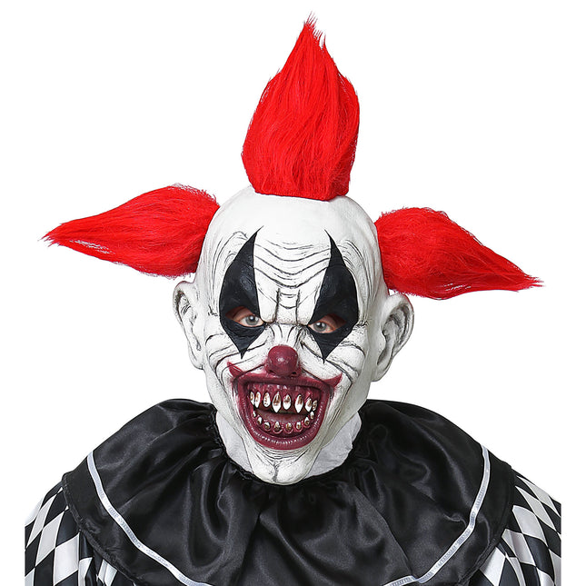 Máscara Halloween Rojo Blanco Payaso