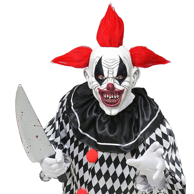 Máscara Halloween Rojo Blanco Payaso
